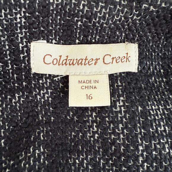 Coldwater Creek Tweed Blazer Jacket Navy Size 16 Linen Lined Classic Workwear - Picture 5 of 6